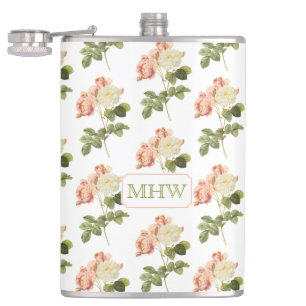 Vintage Flowers individuelle Monogramm-Flaschen 2 Flachmann