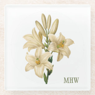 Vintage Flowers individuelles Monogramm Glasunters Glasuntersetzer