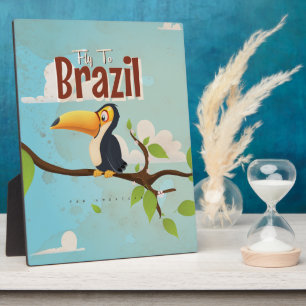 Vintage-Flug nach Brasilien Toucan Reiseplakat Fotoplatte