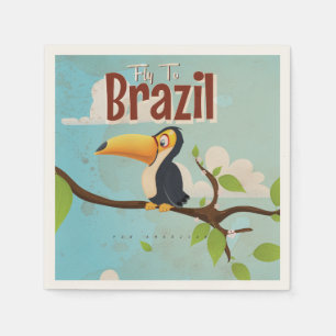 Vintage-Flug nach Brasilien Toucan Reiseplakat Serviette