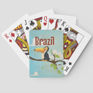 Vintage-Flug nach Brasilien Toucan Reiseplakat Spielkarten