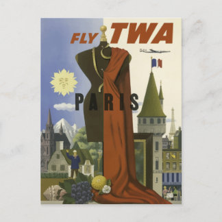 Vintage-Flugblatt für Paris Postkarte