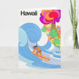 Vintage Flugblatt Hawaii Reise Postkarte