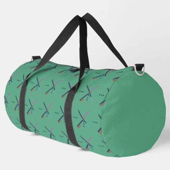 Vintage-Flughafen-Teppichmuster-Tasche Duffle Bag (Linke Ecke)