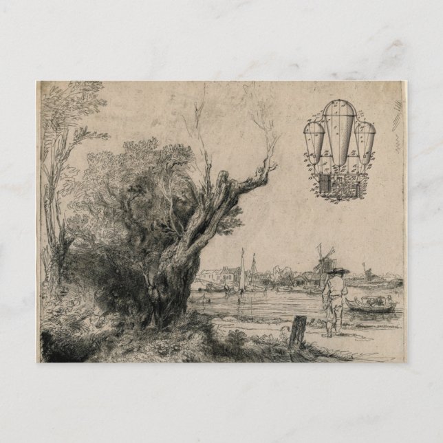 Vintage Flugmaschine Zeichn Postkarte (Vorderseite)