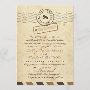 Vintage-Flugpost-Liebesbrief-Hochzeitseinladung Einladung