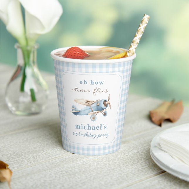 Vintage Flugreise 1. Geburtstag Pappbecher (In Situ)