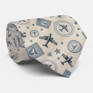 Vintage-Flugreise-Pass-Stempel-Muster (1) Krawatte