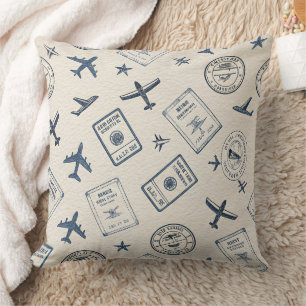 Vintage-Flugreise-Pass-Stempel-Muster (2) Kissen