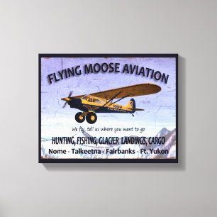 Vintage-Flugschild der Flying Moose Aviation Leinwanddruck
