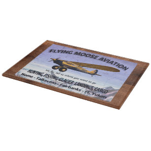 Vintage-Flugschild der Flying Moose Aviation Schneidebrett