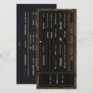 Vintage-Flugticket-Hochzeitseinladung Save The Date