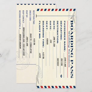 Vintage-Flugticket-Hochzeitsurkunde Save The Date