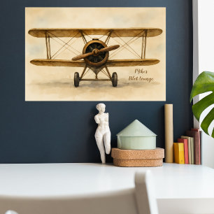 Vintage Flugzeug Antikes Doppeldecker Flugzeug Luf Poster