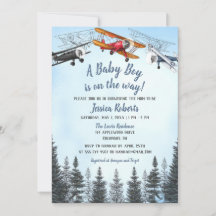 Vintage-Flugzeug-Baby-Junge-Baby-Shower-Einladung