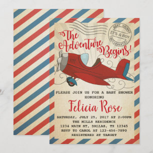 Vintage-Flugzeug-Baby-Shower-Einladung Einladung