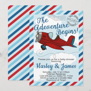 Vintage-Flugzeug-Baby-Shower-Einladung Einladung