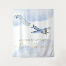 Vintage-Flugzeug-Baby-Shower-Hintergrund
