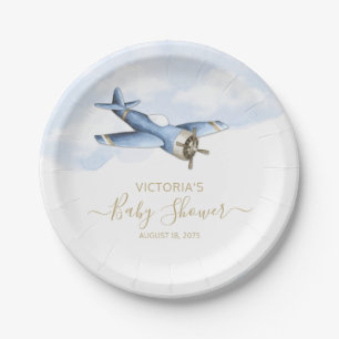Vintage-Flugzeug-Baby-Shower-Papierteller Pappteller