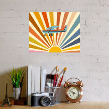 Vintage Flugzeug Cessna Retro Sonnenuntergang Bunt