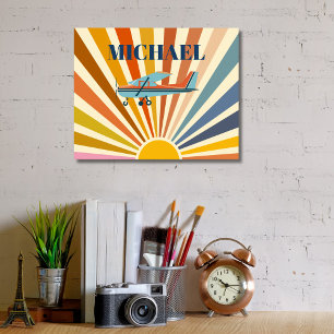 Vintage Flugzeug Cessna Retro Sonnenuntergang Cust Poster