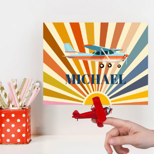 Vintage Flugzeug Cessna Retro Sonnenuntergang Cust Poster