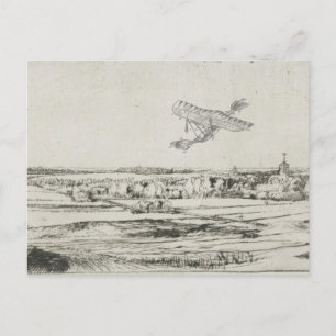 Vintage-Flugzeug-Flugmaschine-Kunstzeichnung Postkarte