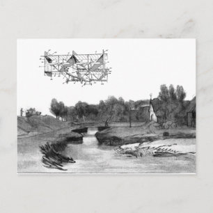 Vintage-Flugzeug-Flugmaschine-Kunstzeichnung Postkarte