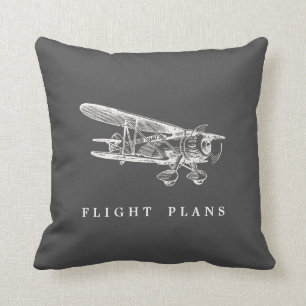 Vintage Flugzeug, Flugpläne Kissen