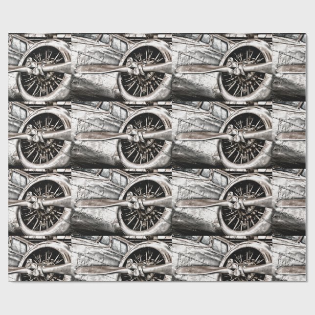 Vintage-Flugzeug Geschenkpapier (Flach)