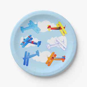 Vintage-Flugzeug Luftwaffe Flugpilot Geburtstagsfe Pappteller