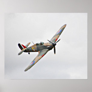 Vintage-Flugzeug Militärjäger-Flugzeug ww2 Poster