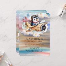 Vintage Flugzeug Penguin Boy 1. Geburtstagsfeier