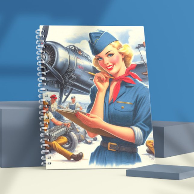 Vintage-Flugzeug-Pin-up Notizblock (Von Creator hochgeladen)