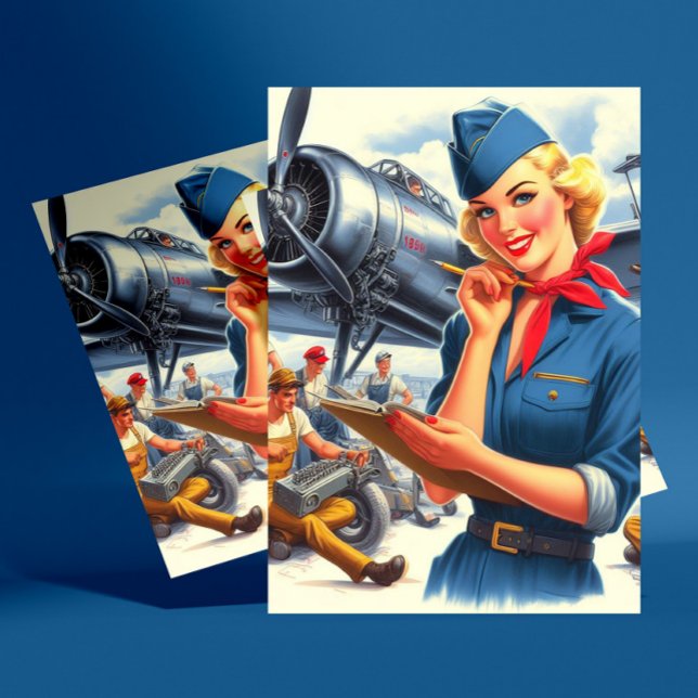 Vintage-Flugzeug Pin-up Postkarte (Von Creator hochgeladen)