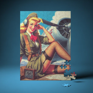 Vintage-Flugzeug-Pin-Up Puzzle