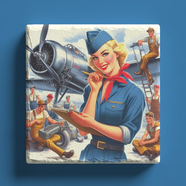 Vintage-Flugzeug-Pin-up Steinuntersetzer (Von Creator hochgeladen)