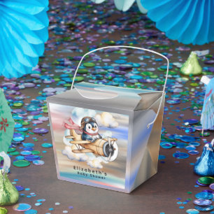 Vintage Flugzeug Pinguin-Junge-Baby-Party Geschenkschachtel