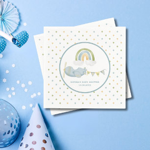 Vintage-Flugzeug Regenbogenwolken Junge Baby-Party Serviette