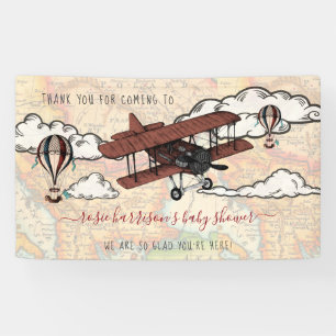 Vintage Flugzeug   Reise-Baby-Shower-Empfang Banner