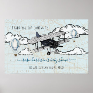 Vintage Flugzeug   Reise-Baby-Shower-Empfang  Poster