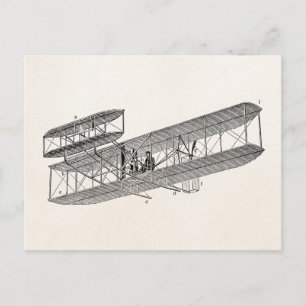 Vintage Flugzeug Retro Altes Doppeldecker Flugzeug Postkarte