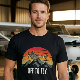 Vintage-Flugzeug Retro-Sonnenuntergang Berge Freun T-Shirt