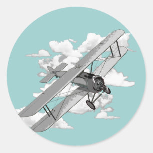 Vintage-Flugzeug Runder Aufkleber