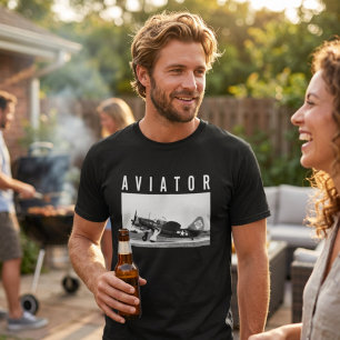 Vintage-Flugzeug Schwarz-Weiß-Luftfahrtfoto T-Shirt