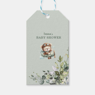 Vintage-Flugzeug-Teddy-Bär-Baby-Party Geschenkanhänger