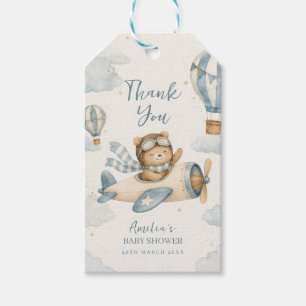 Vintage-Flugzeug-Teddy-Bär-Baby-Party Geschenkanhänger