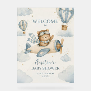 Vintage-Flugzeug-Teddybär-Baby-Shower Acrylschild