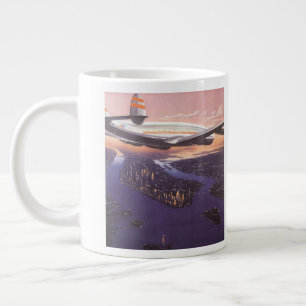 Vintage-Flugzeug über dem Hudson River, New York C Jumbo-Tasse