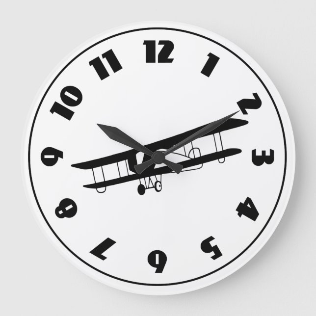 Vintage Flugzeug-Uhr Große Wanduhr (Vorderseite)